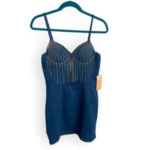 Denim rinestone bodycon dress